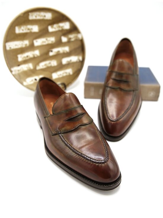 Bontoni Penny Loafers Dark Brown Hand Burnished Leather Made in Italy
